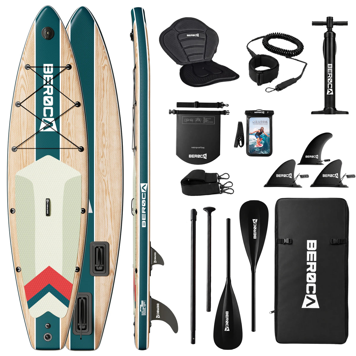 Aufblasbares SUP Board für Erwachsene – Holz-Optik, 7,8 kg, Versand aus Deutschland | Thryvo Fitness