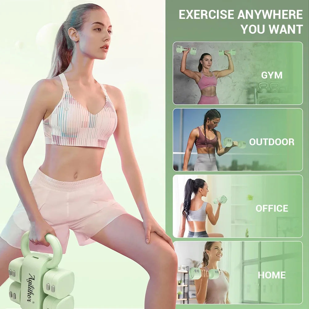 Verstellbares Kurzhantel & Kettlebell Set 4-in-1 – bis 5 kg, für Frauen & Home Gym | Thryvo Fitness