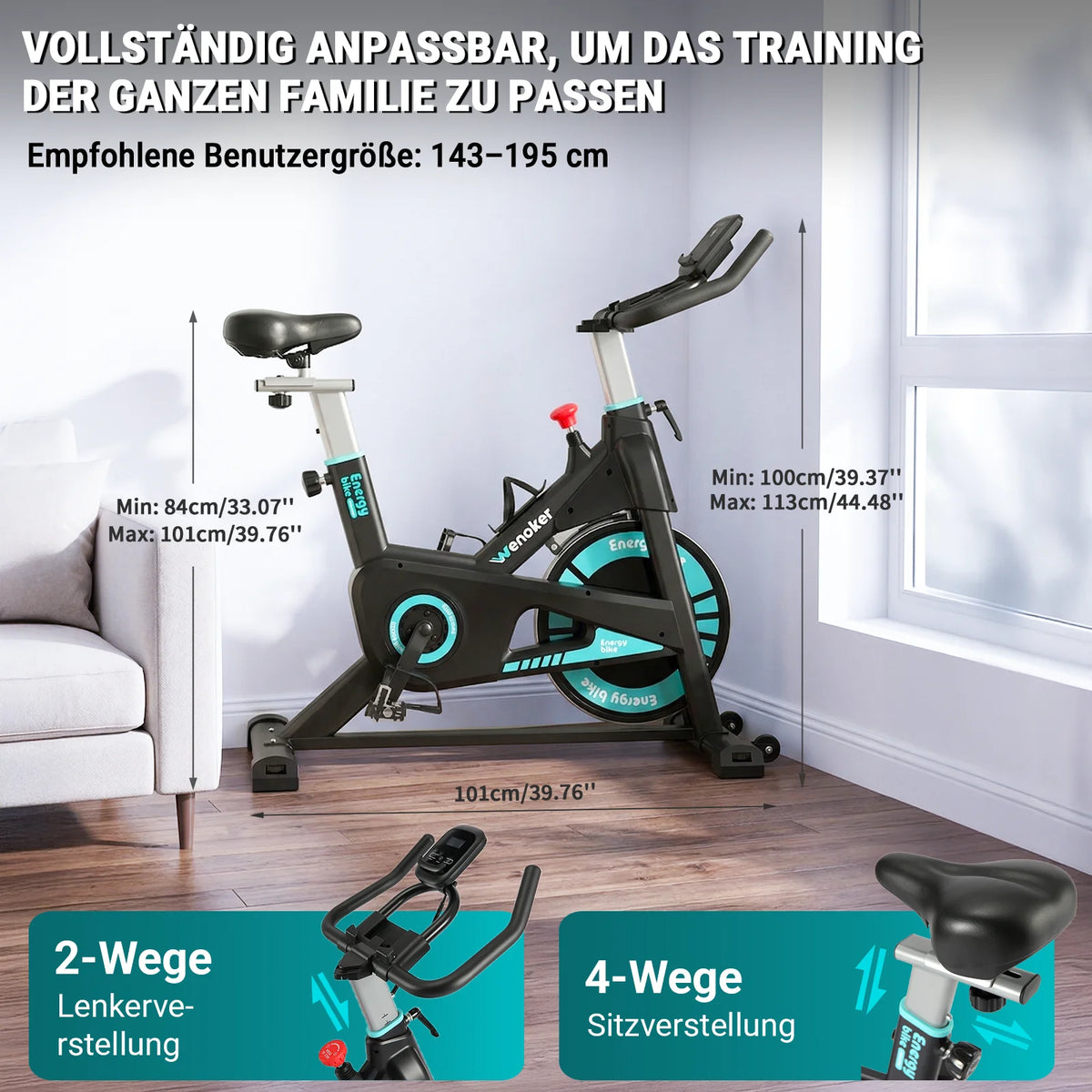 Wenoker Heimtrainer mit App & LCD – Magnetwiderstand, bis 160 kg | Thryvo Fitness