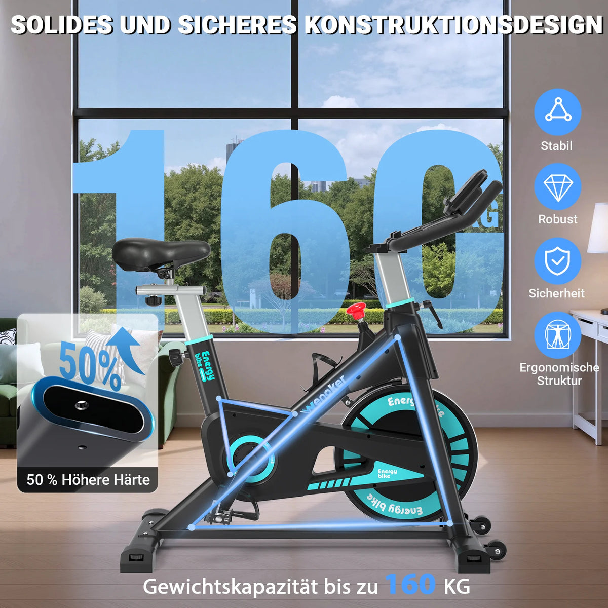 Wenoker Heimtrainer mit App & LCD – Magnetwiderstand, bis 160 kg | Thryvo Fitness