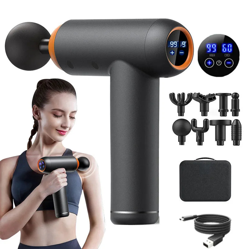 Faszienpistole 99 Stufen – 8 Aufsätze, LED-Display, 6.800 rpm, Type-C | Thryvo Fitness