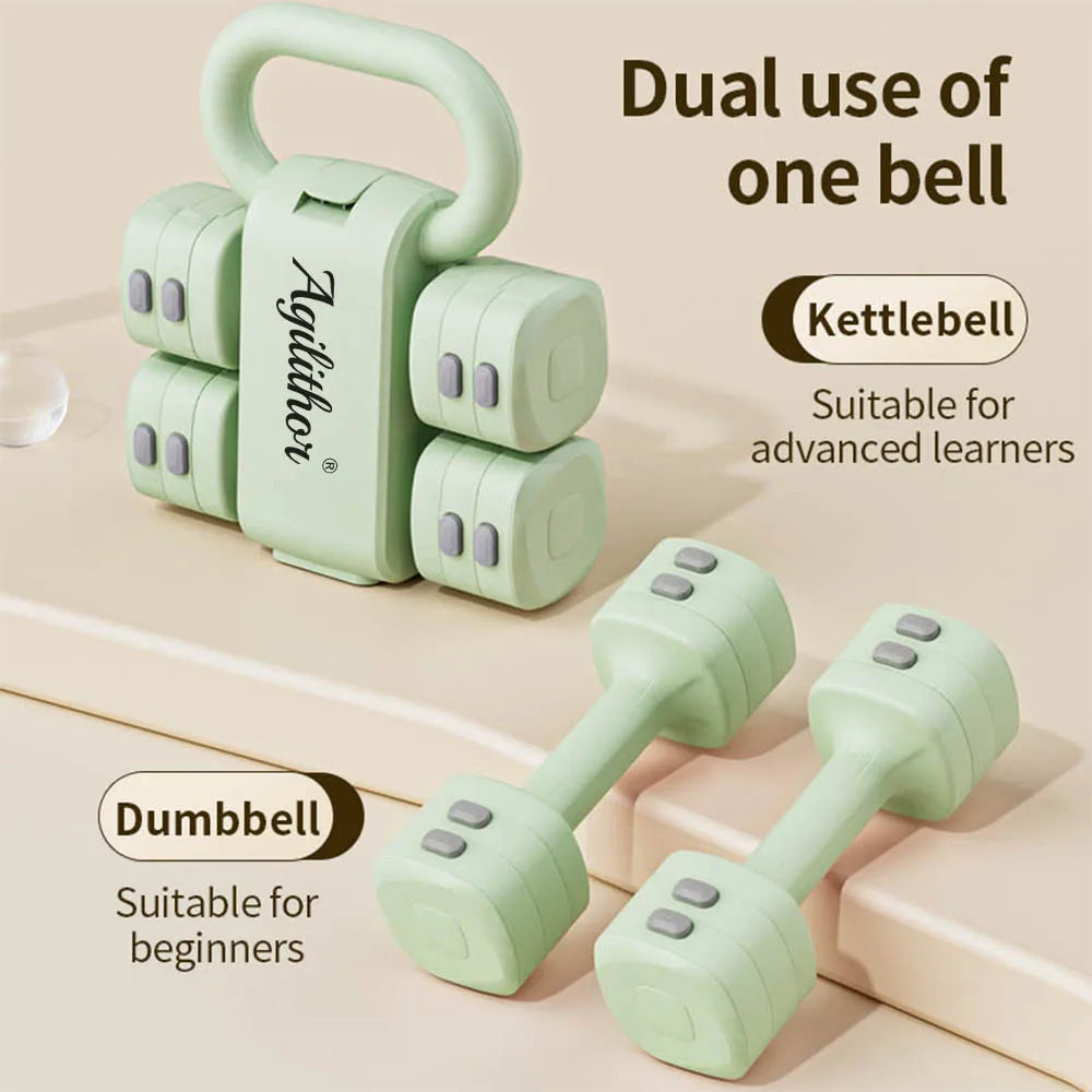 Verstellbares Kurzhantel & Kettlebell Set 4-in-1 – bis 5 kg, für Frauen & Home Gym | Thryvo Fitness
