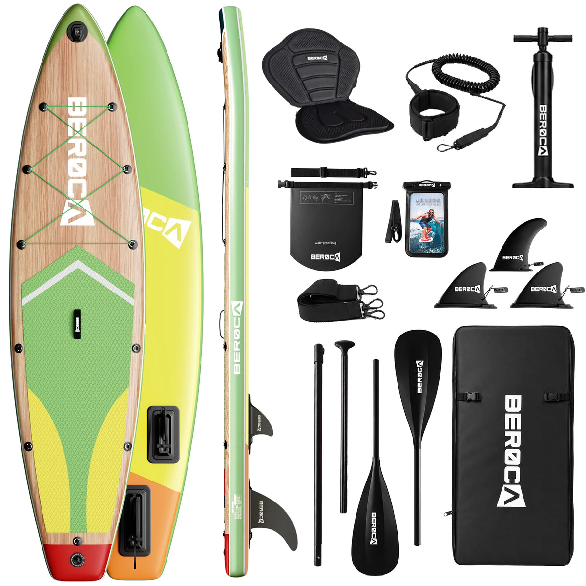 Aufblasbares SUP Board für Erwachsene – Holz-Optik, 7,8 kg, Versand aus Deutschland | Thryvo Fitness