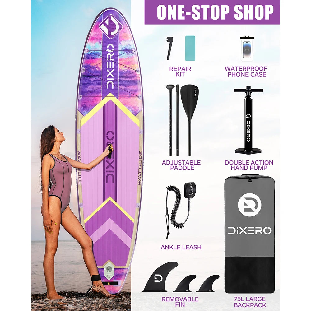 DIXERO Aufblasbares SUP Board 335×84×15 cm – bis 170 kg, All-Round, Komplett-Set | Thryvo Fitness