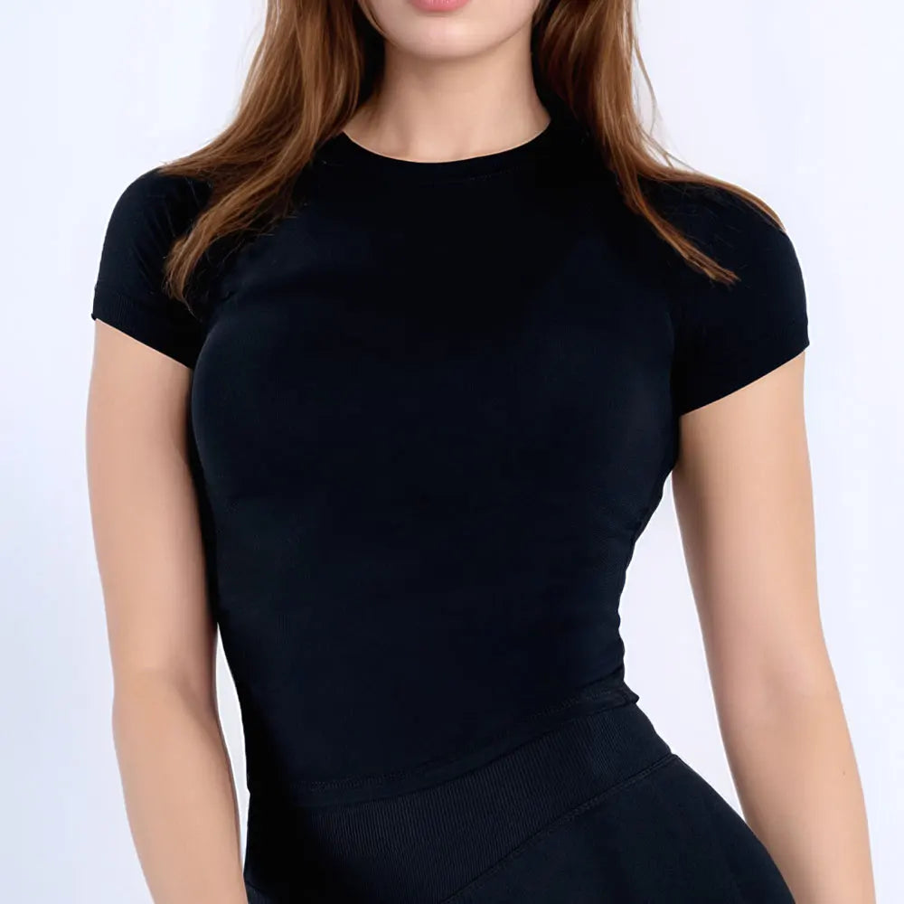 Damen Sport Shirt Kurzarm – Nahtloses Fitness Top für Gym, Yoga & Running | Thryvo Fitness
