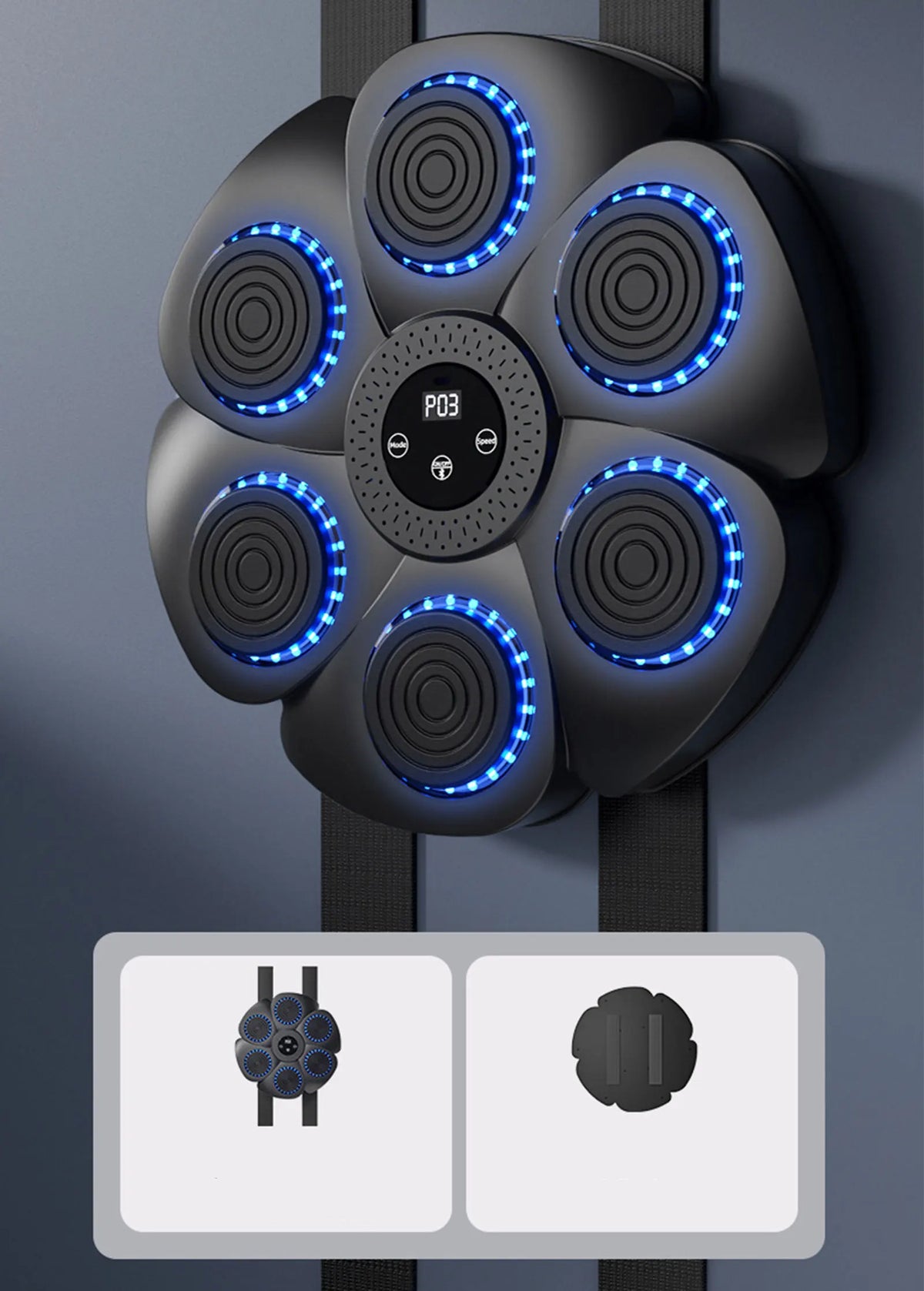 Smart Music Boxing Machine – Wandmontage, Bluetooth, LED-Licht, Trefferzähler | Thryvo Fitness