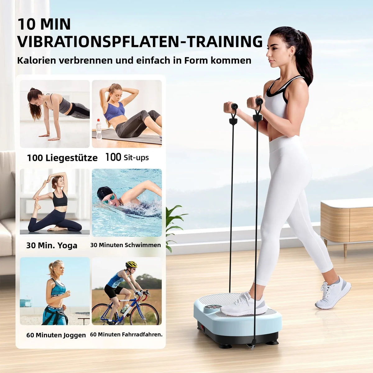 Vibrationsplatte Agilithor – 120 Stufen, Widerstandsbänder, Ganzkörper, Versand aus DE | Thryvo Fitness