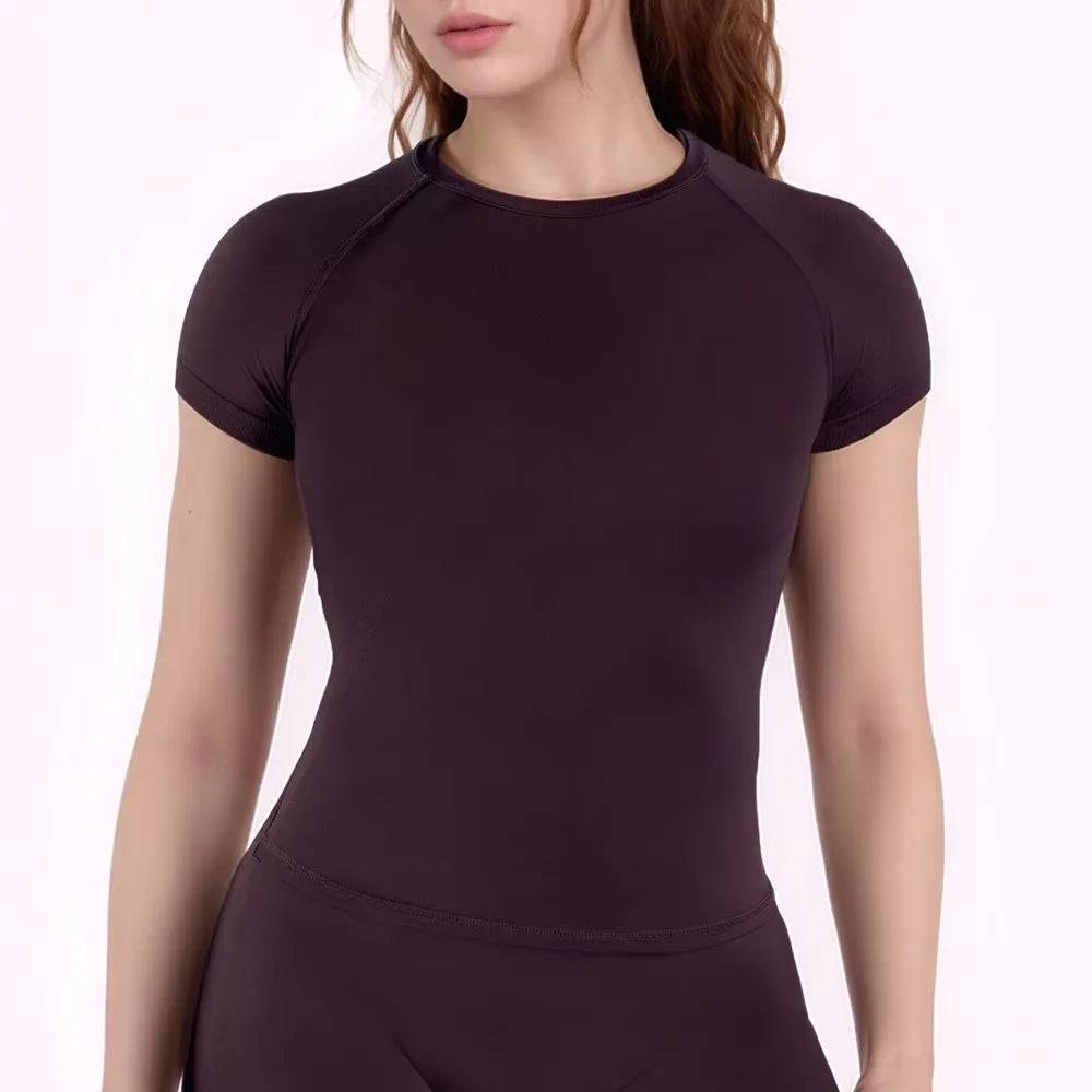 Damen Sport Shirt Kurzarm – Nahtloses Fitness Top für Gym, Yoga & Running | Thryvo Fitness