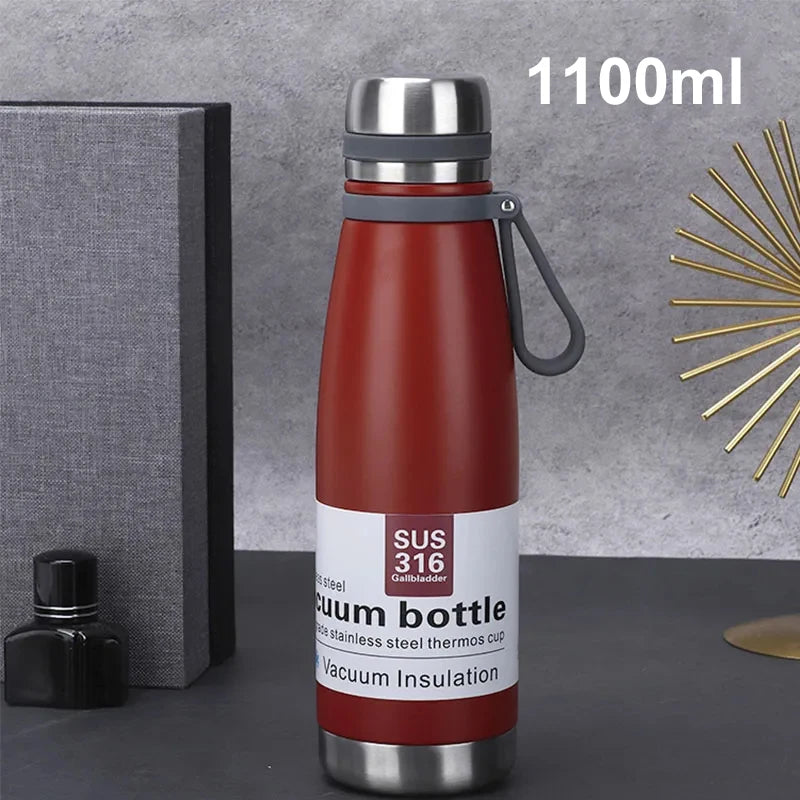 Edelstahl Thermoskanne 850–1500 ml – 316 Lebensmittelstahl, Vakuumisoliert für Outdoor, Camping & Reisen | Thryvo Fitness