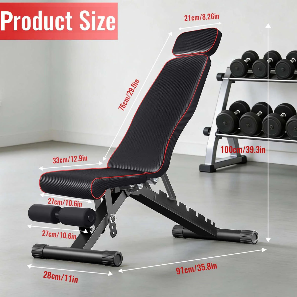 Fitnessbank – Verstellbare Hantelbank, klappbar