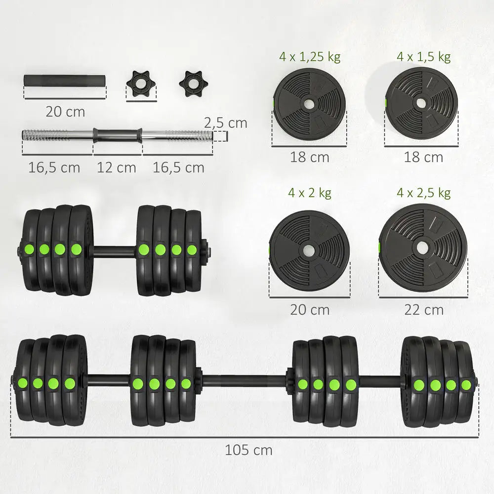 Langhantel Set 30 KG – 2-in-1 Kurzhantel & Langhantel, verstellbar für Home-Gym | Thryvo Fitness