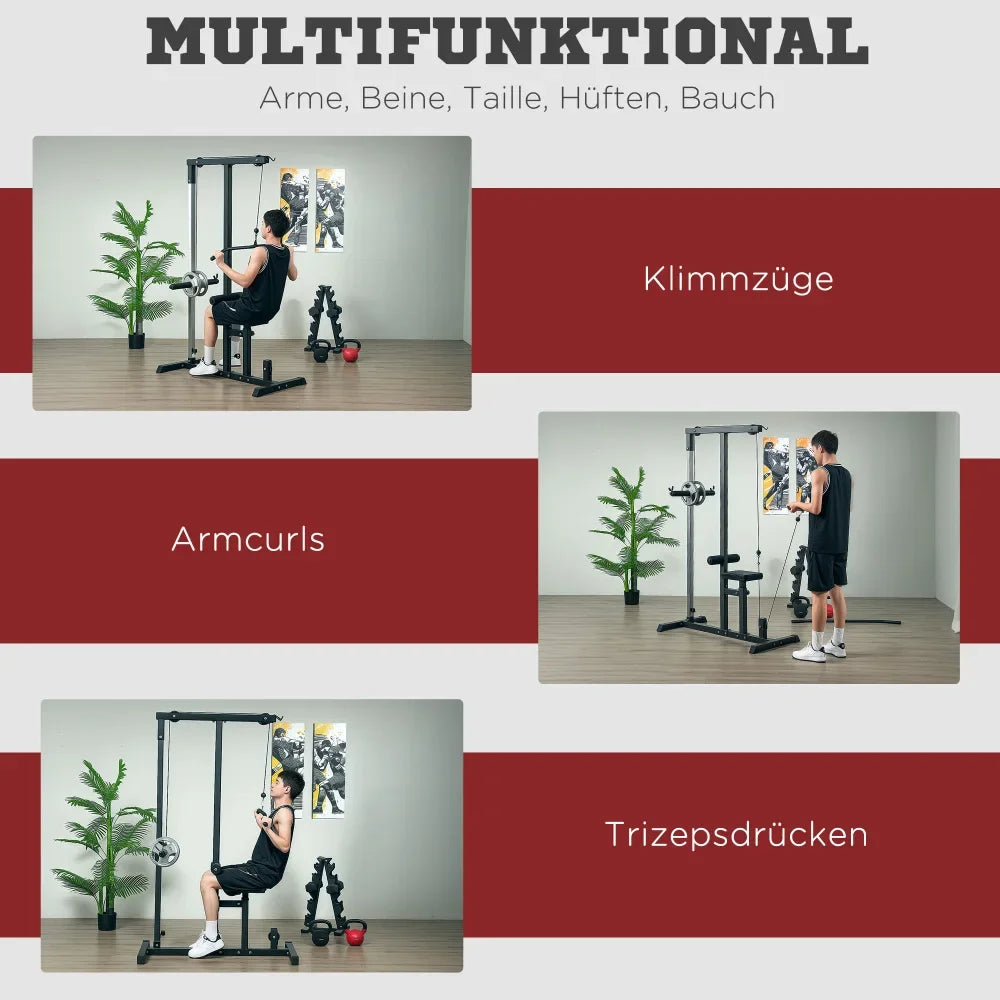 Multifunktionale Kraftstation mit Seilzug & verstellbarem Sitz – bis 60 kg | Thryvo Fitness
