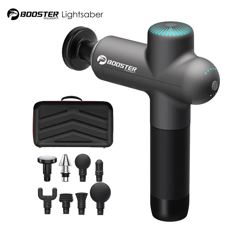 Booster Lightsaber Massagepistole – Smart-Hit, 6 Aufsätze, leise, Type-C | Thryvo Fitness