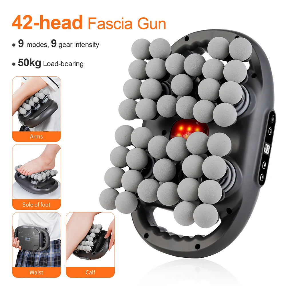 Faszienpistole 42-Köpfe – Hochfrequenz, Rotlicht, 9 Modi, 42 mm Tiefe | Thryvo Fitness