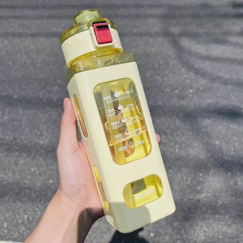Sport Trinkflasche 700 & 900 ml – BPA-frei, auslaufsicher mit Zeitmarkierung & Strohhalm | Thrive Fitness