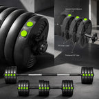 Langhantel Set 30 KG – 2-in-1 Kurzhantel & Langhantel, verstellbar für Home-Gym | Thryvo Fitness