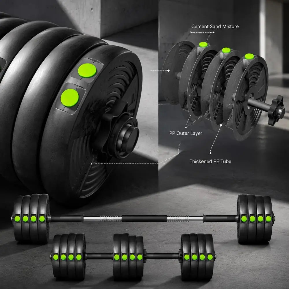 Langhantel Set 30 KG – 2-in-1 Kurzhantel & Langhantel, verstellbar für Home-Gym | Thryvo Fitness