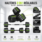 Langhantel Set 30 KG – 2-in-1 Kurzhantel & Langhantel, verstellbar für Home-Gym | Thryvo Fitness