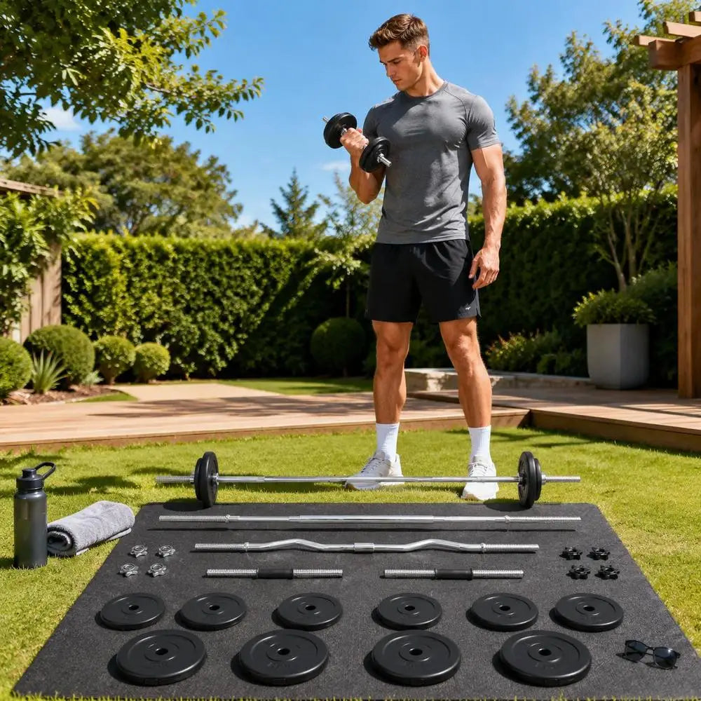 30 kg Hantel-Set – Kurzhantel & Langhantel mit Chrom-Stahlkonstruktion | Home Gym