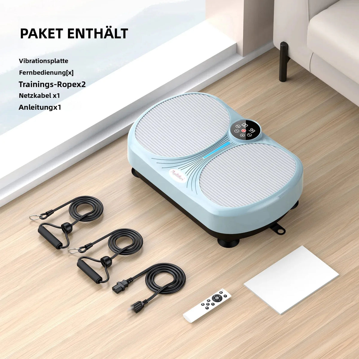 Vibrationsplatte Agilithor – 120 Stufen, Widerstandsbänder, Ganzkörper, Versand aus DE | Thryvo Fitness