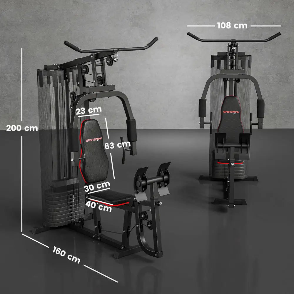 Kraftstation Home Gym – 45 kg Gewichte, Hochzug, Bruststation & Beinpresse | Thryvo Fitness