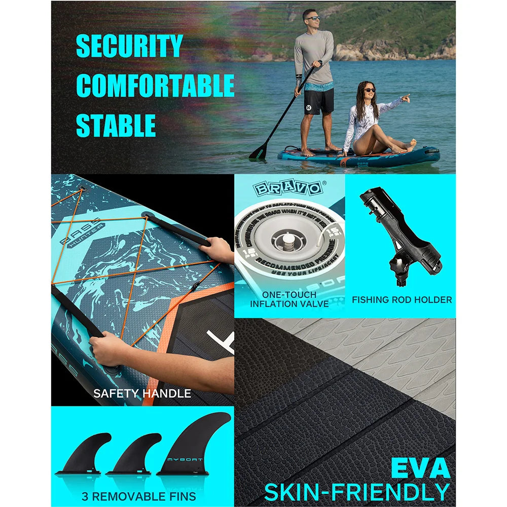 Myboat Aufblasbares SUP Board 351×86×15 cm – bis 195 kg, Komplett-Set mit Zubehör | Thryvo Fitness