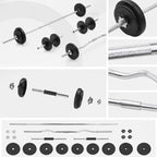 30 kg Hantel-Set – Kurzhantel & Langhantel mit Chrom-Stahlkonstruktion | Home Gym