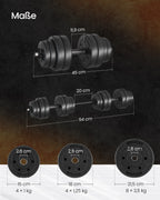 SONGMICS Hantelset 30 kg – Kurzhantel & Langhantel in einem
