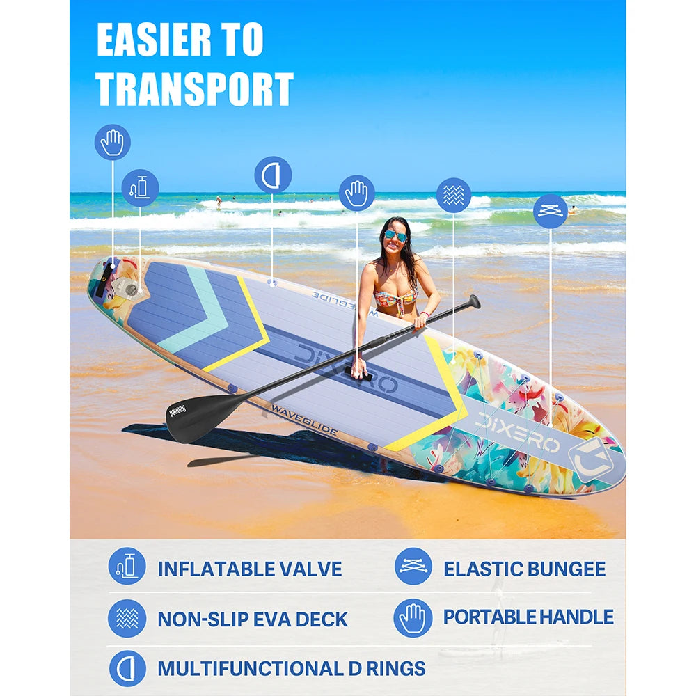 Myboat DIXERO Flower Aufblasbares SUP Board 335×84×15 cm – bis 170 kg, Blumen-Design | Thryvo Fitness