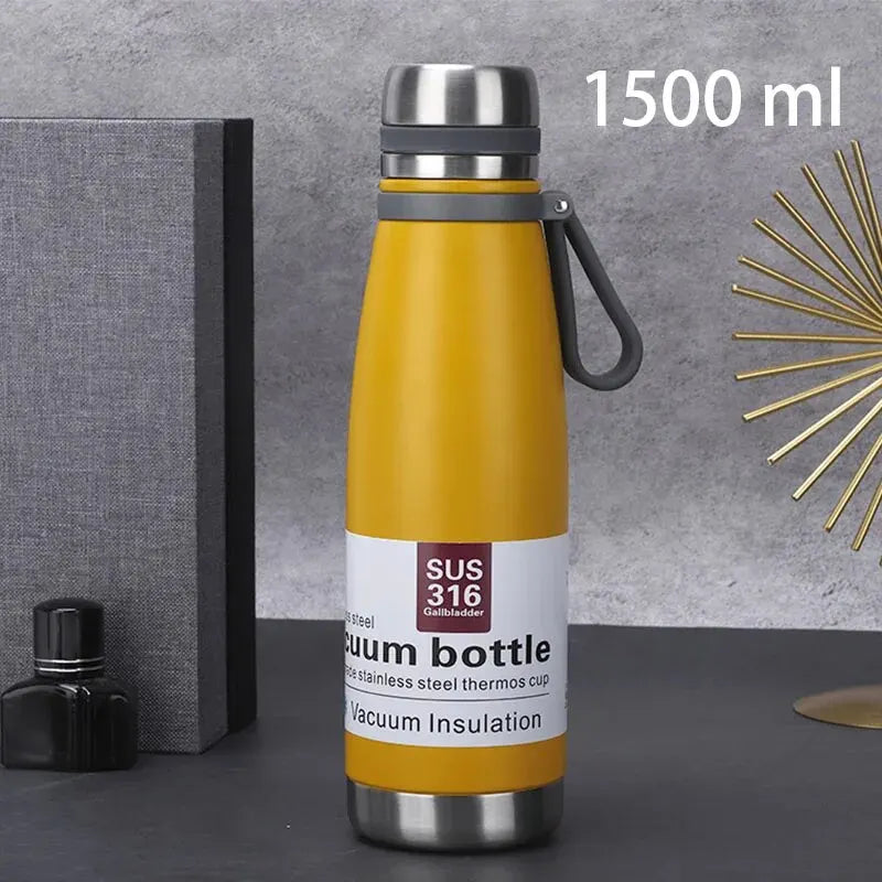 Edelstahl Thermoskanne 850–1500 ml – 316 Lebensmittelstahl, Vakuumisoliert für Outdoor, Camping & Reisen | Thryvo Fitness