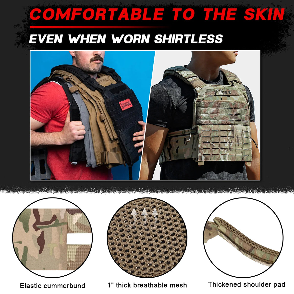 Gewichtsweste KRYDEX Tactical – bis 30 kg, MOLLE, 500D Nylon, 4 Farben | Thryvo Fitness