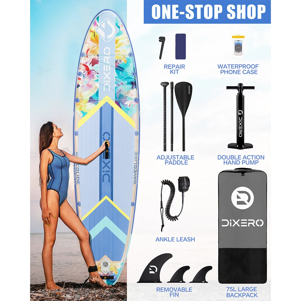 Myboat DIXERO Flower Aufblasbares SUP Board 335×84×15 cm – bis 170 kg, Blumen-Design | Thryvo Fitness