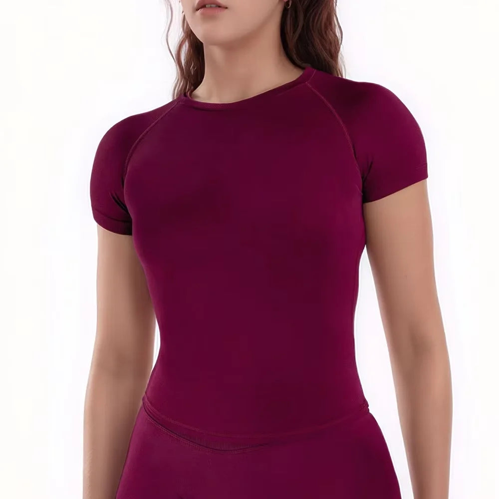 Damen Sport Shirt Kurzarm – Nahtloses Fitness Top für Gym, Yoga & Running | Thryvo Fitness