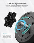 SONGMICS Hantelset 30 kg – Kurzhantel & Langhantel in einem