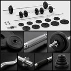 30 kg Hantel-Set – Kurzhantel & Langhantel mit Chrom-Stahlkonstruktion | Home Gym