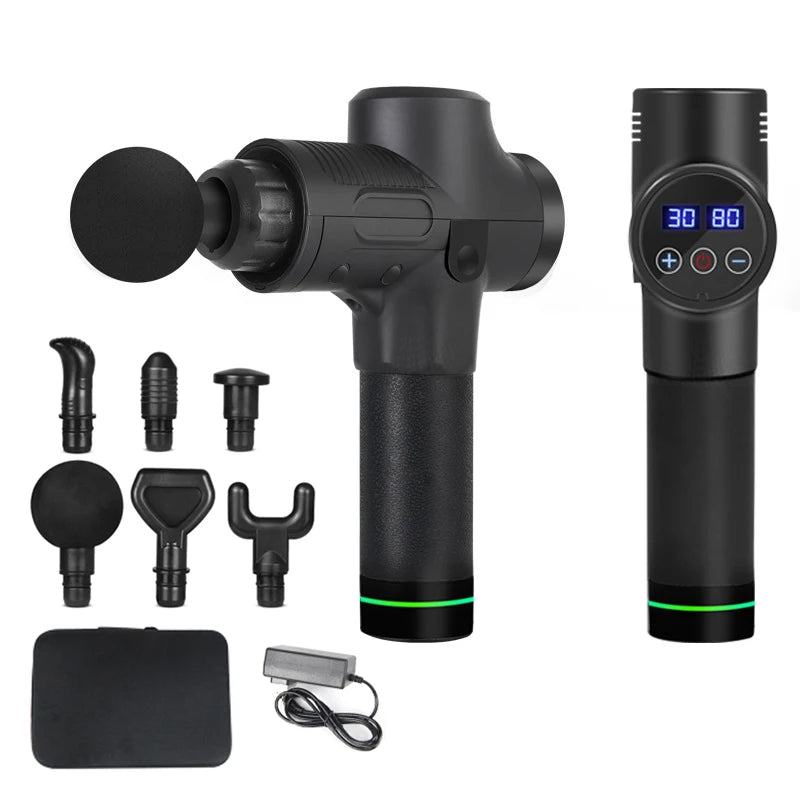 Tiefenmuskelmassagepistole – 30 Stufen, Touchscreen, 6 Aufsätze für Nacken, Rücken & Beine | Thryvo Fitness