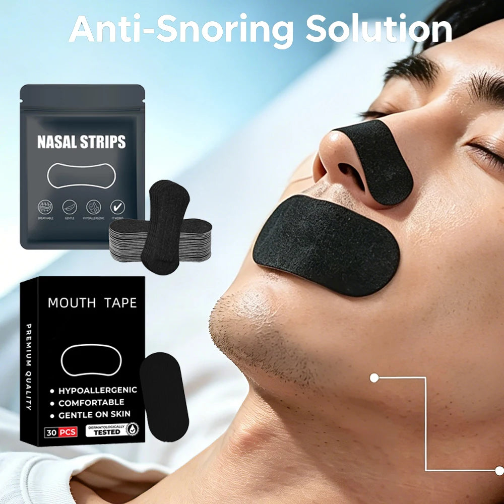 2-in-1 Anti-Schnarch-Set – Nasenstreifen & Mundpflaster