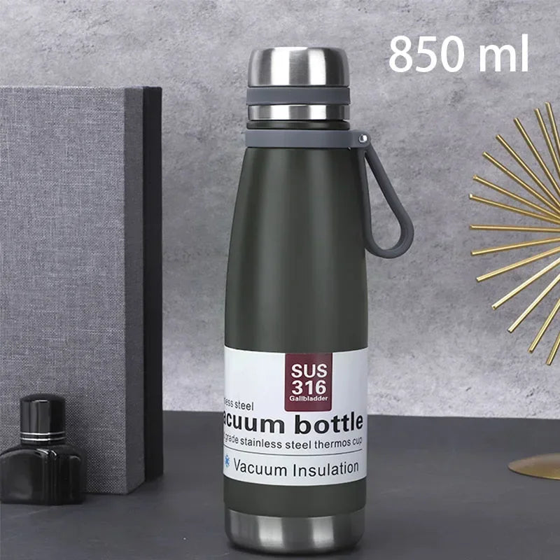 Edelstahl Thermoskanne 850–1500 ml – 316 Lebensmittelstahl, Vakuumisoliert für Outdoor, Camping & Reisen | Thryvo Fitness