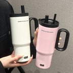 720ml Edelstahl Thermobecher mit Strohhalm & Griff – Vakuumisoliert für Kaffee, Eis & Outdoor | Thryvo Fitness