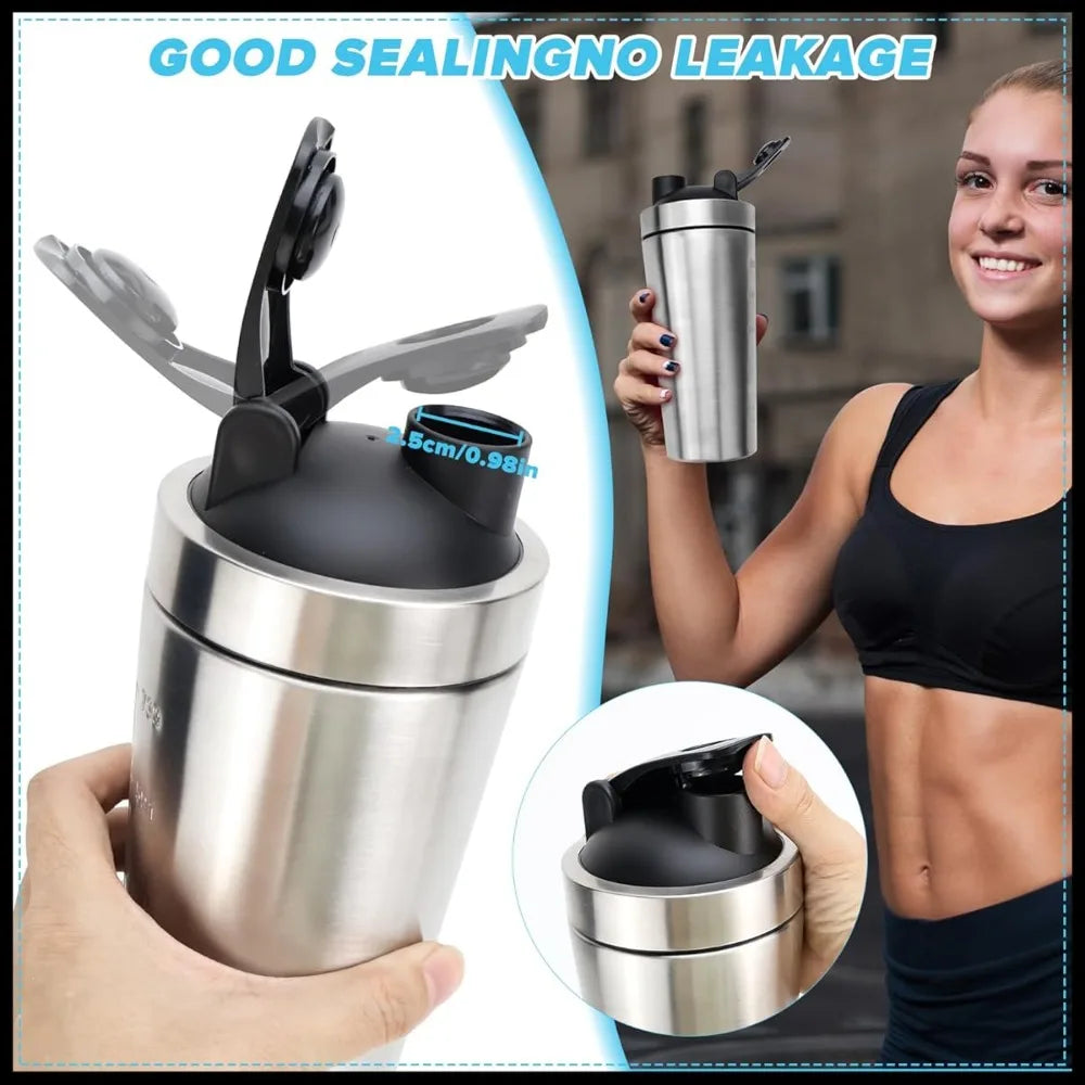 750 ml Protein Shaker aus Edelstahl – mit Mixball, Skala & Reinigungsbürste | Thrive Fitness