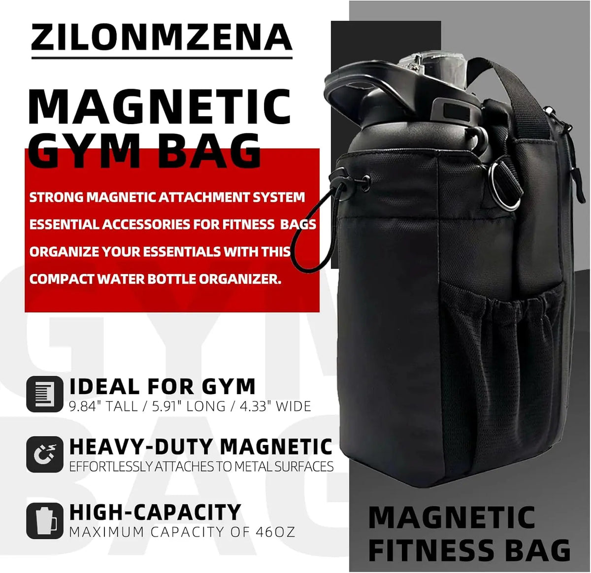 Magnetische Gym Flaschentasche – Universell für 600–1400 ml Flaschen, mit Tragegurt | Thryvo Fitness