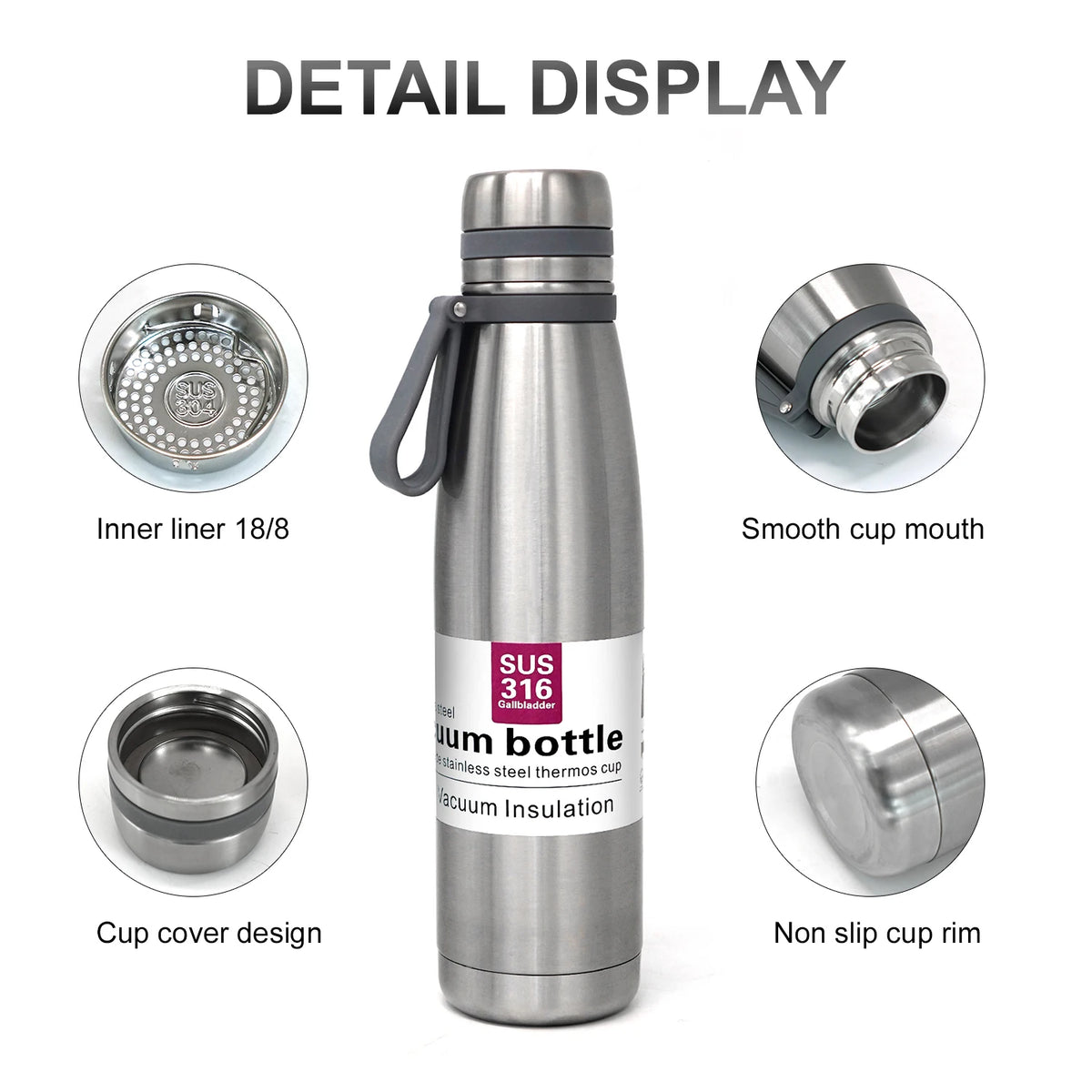 Edelstahl Thermoskanne 850–1500 ml – 316 Lebensmittelstahl, Vakuumisoliert für Outdoor, Camping & Reisen | Thryvo Fitness