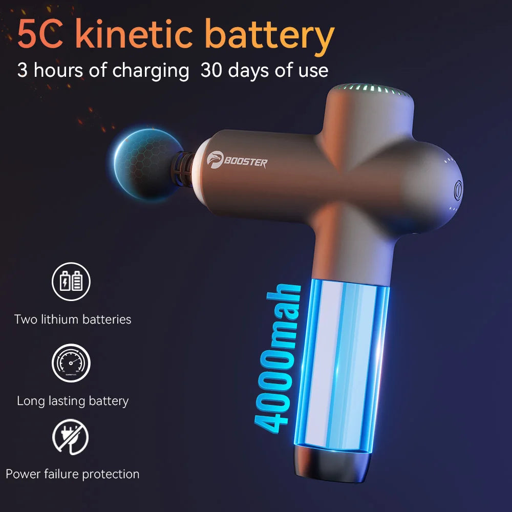 Booster Lightsaber Massagepistole – Smart-Hit, 6 Aufsätze, leise, Type-C | Thryvo Fitness