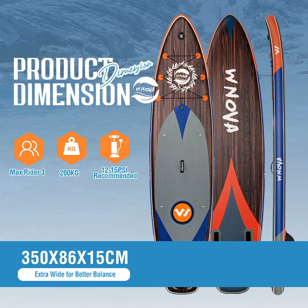 WNOVA W025 Ultraleichtes Aufblasbares SUP Board 350×86×15 cm – Yoga, Angeln, Reisen | Thryvo Fitness