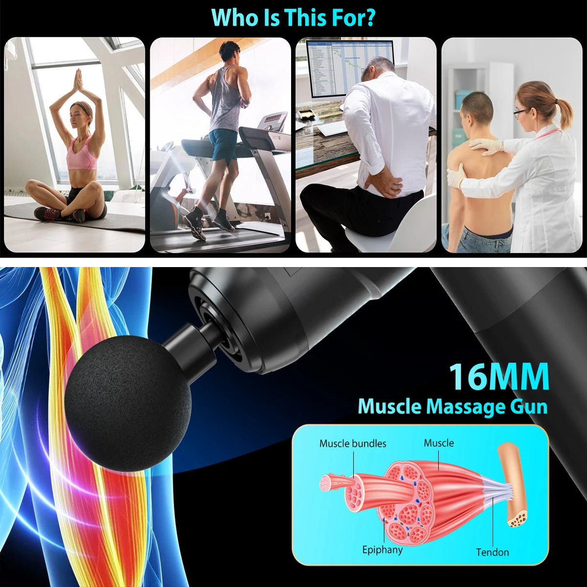 Elektrische Massagepistole mit Drucksensor – leise, 6h Akku, USB-C | Thryvo Fitness