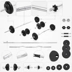 30 kg Hantel-Set – Kurzhantel & Langhantel mit Chrom-Stahlkonstruktion | Home Gym