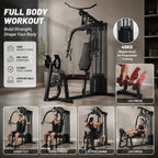 Kraftstation Home Gym – 45 kg Gewichte, Hochzug, Bruststation & Beinpresse | Thryvo Fitness