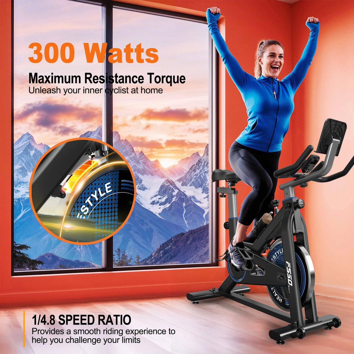MettleMatic Ergometer 300W – 4-fach verstellbar, RPM-Display, bis 150 kg | Thryvo Fitness