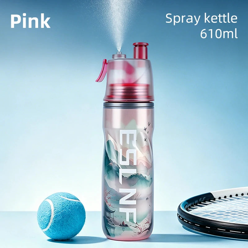 Sporttrinkflasche 2-in-1 – Spray & Direkttrinken, 0,6L, doppelwandig | Thryvo Fitness