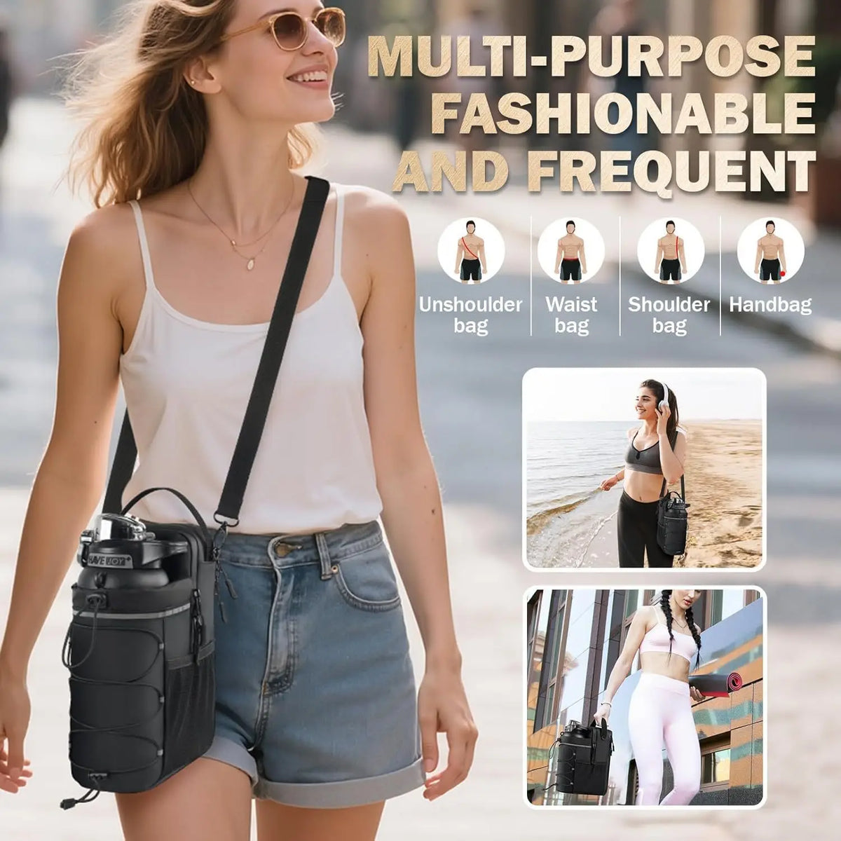 Gym Magnetische Flaschentasche XL – Große Kapazität, Crossbody & Outdoor Sport | Thryvo Fitness